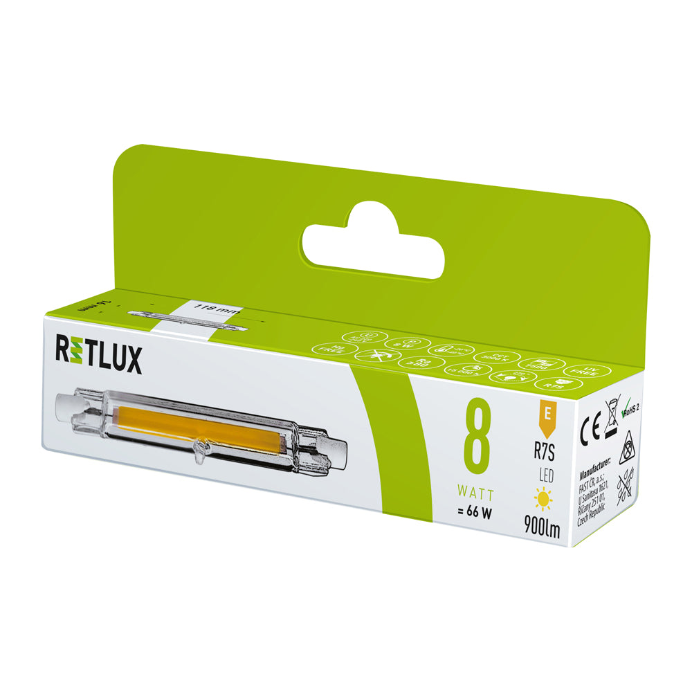 Žárovka LED R7S 8W J118 bílá teplá RETLUX RLL 458