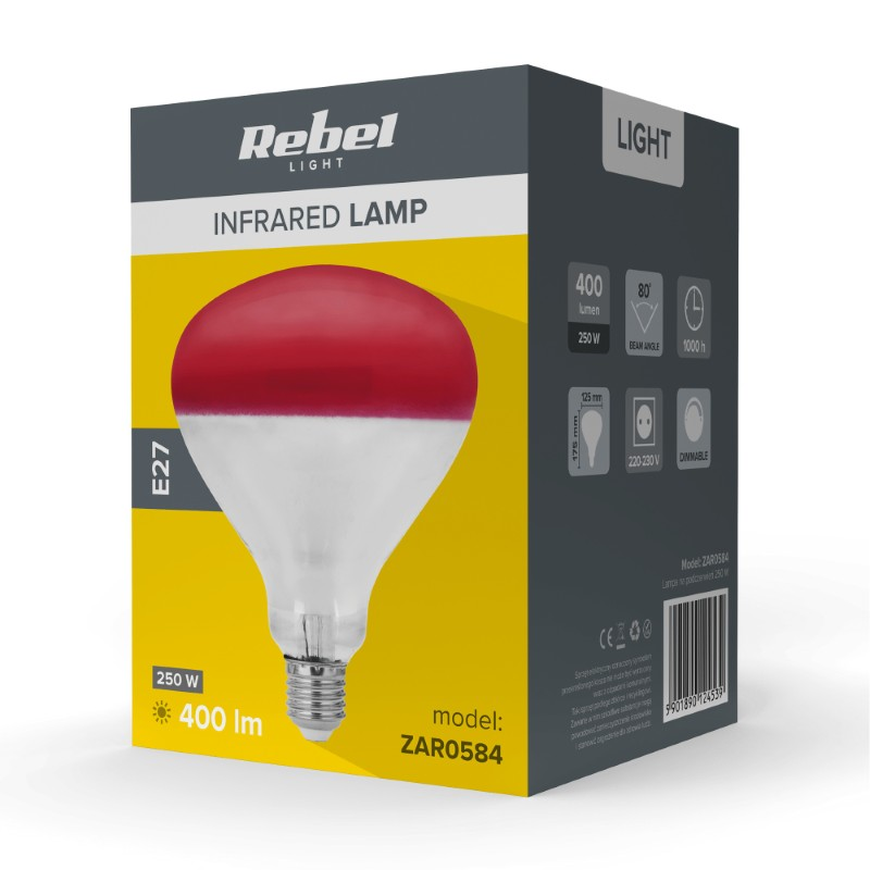 Žiarovka infračervená R125 250W REBEL ZAR0584