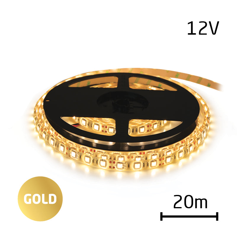 LED pásek 12V 2835 120LED/m IP20 max. 12W/m bílá teplá extra, gold (cívka 20m)