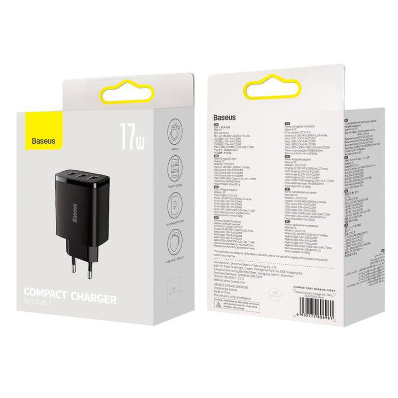 Adaptér USB BASESUS Compact Black 3xUSB