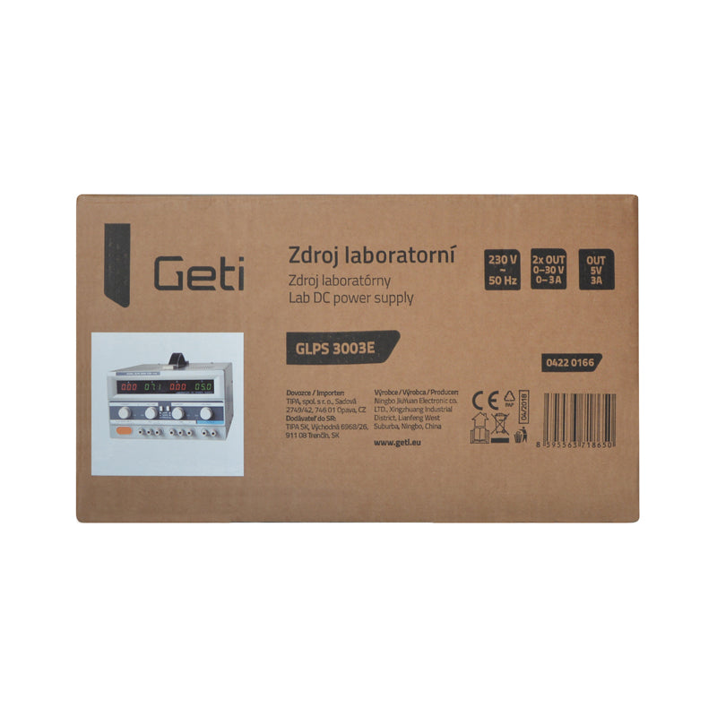 Zdroj laboratorní GETI GLPS 3003E 2x0-30V/ 0-3A+ (5V-3A)