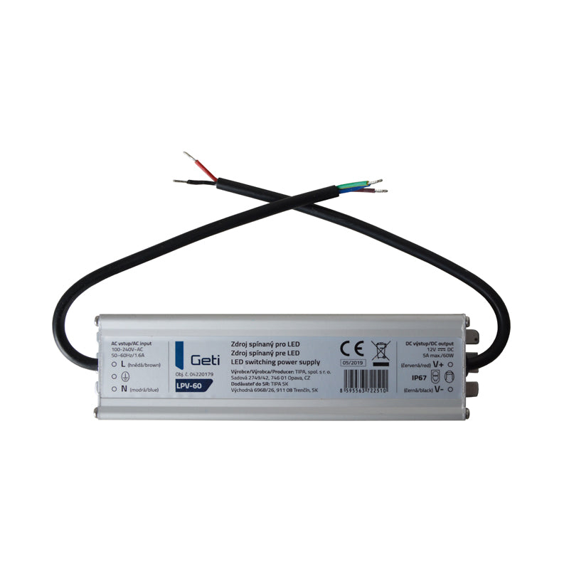 Zdroj spínaný pro LED 12V/ 60W GETI LPV-60