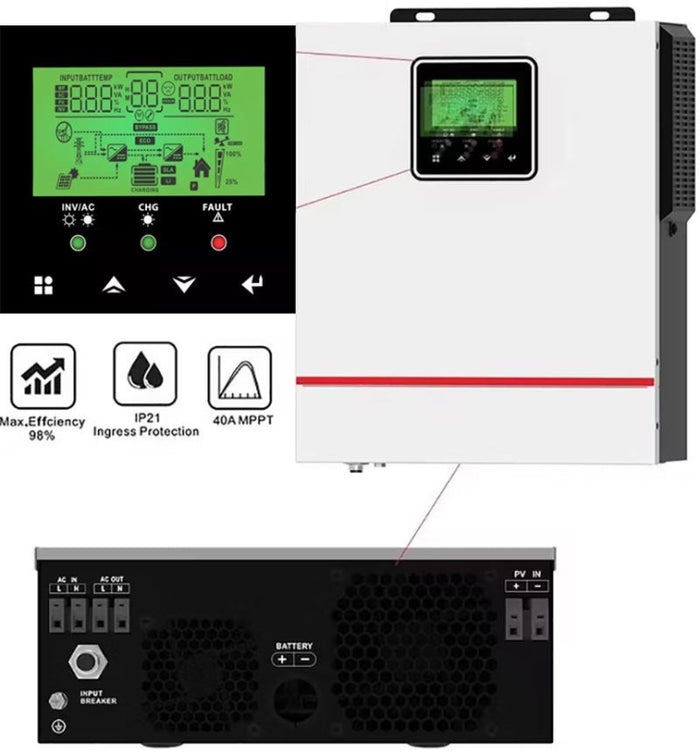 Měnič napětí hybridní CARSPA CARSPA NMS-1500-24 DC/AC 24V/1500W regul. MPPT