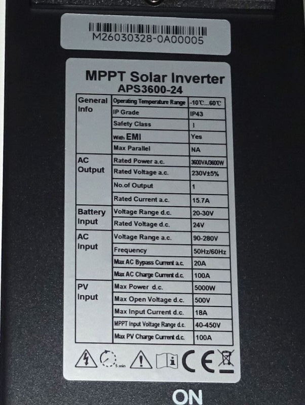 Hybridní měnič napětí pro solární panely CARSPA 24V 1500W