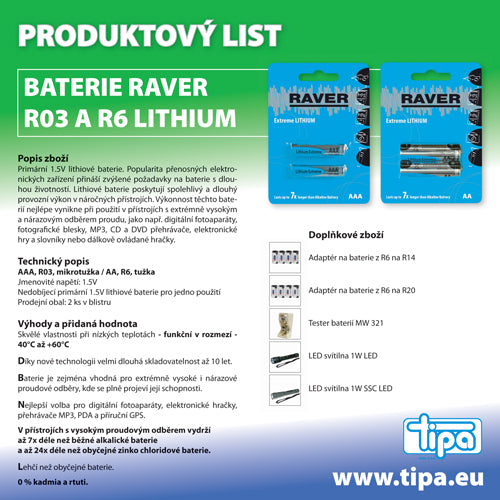 Baterie lithiová AA R6 1,5V RAVER 2ks