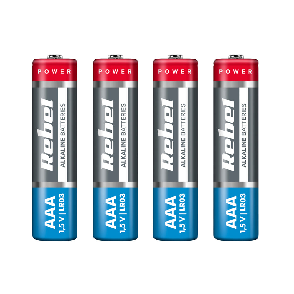 Baterie AAA (R03) alkalická REBEL Alkaline 4ks / shrink BAT0060