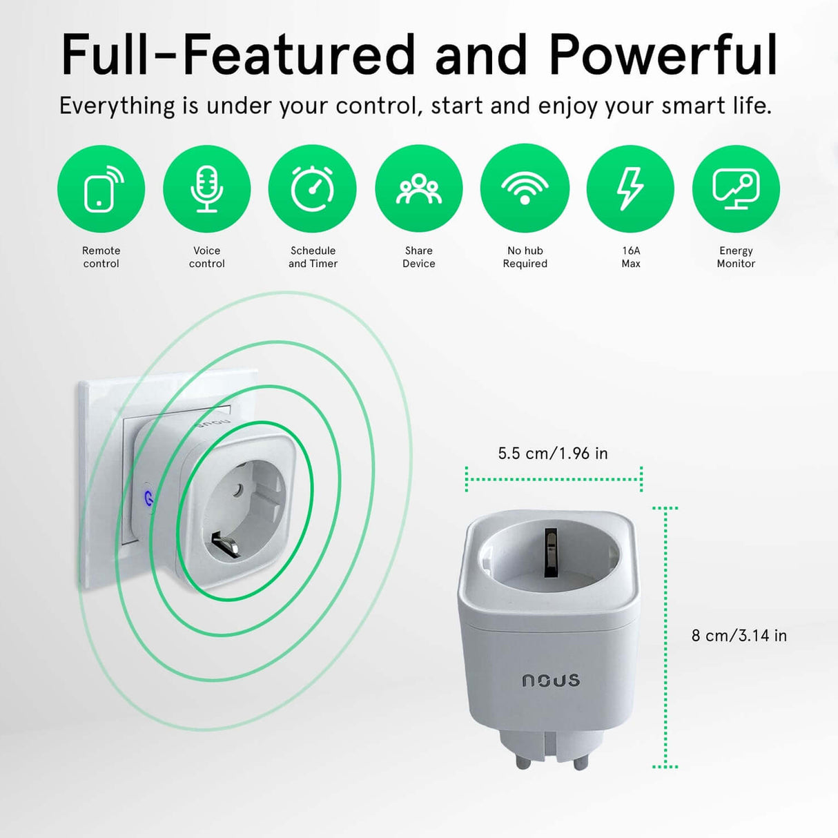 Smart zásuvka NOUS A7 WiFi Tuya