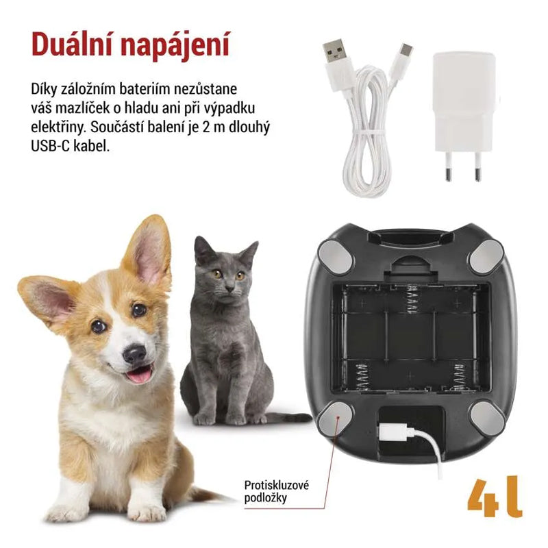 GoSmart dávkovač krmiva EMOS H6002 Pet Care, 4 l, černý, WiFi