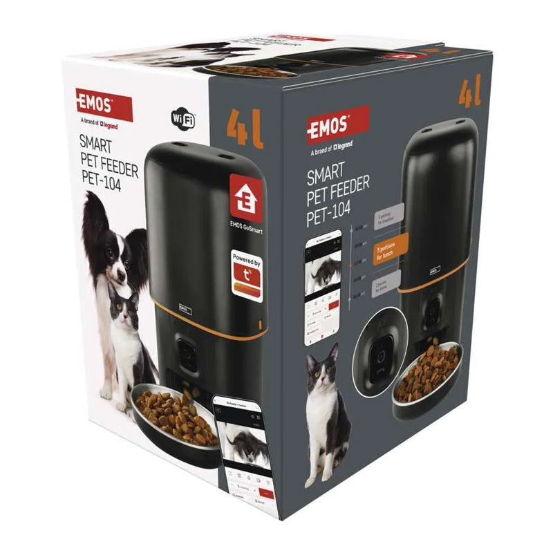 GoSmart dávkovač krmiva EMOS H6004 Pet Care s kamerou, 4 l, černý, Wi-Fi