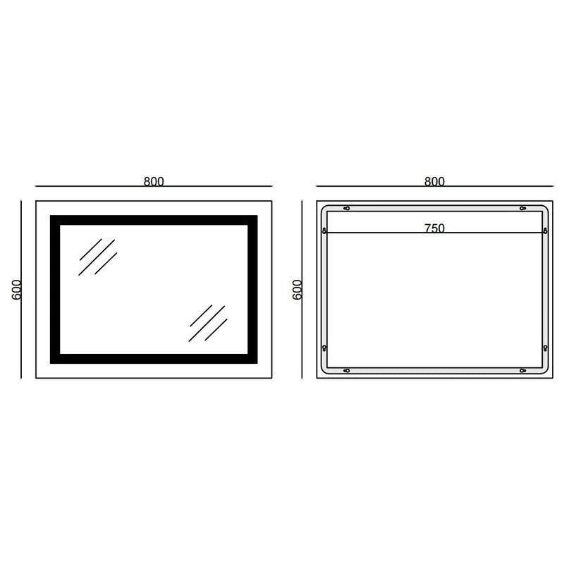 Zrcadlo koupelnové MIXXUS MR01-80×60 Light