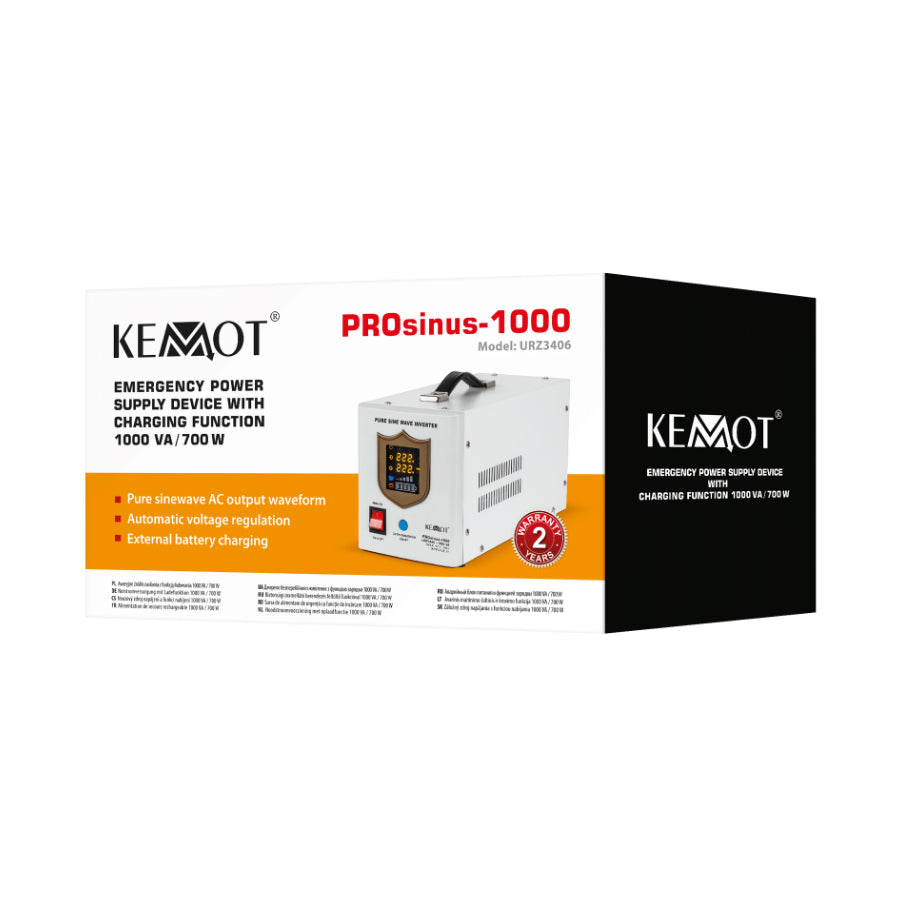 Zdroj záložní KEMOT PROsinus-1000 12V 230V 1000VA 700W White