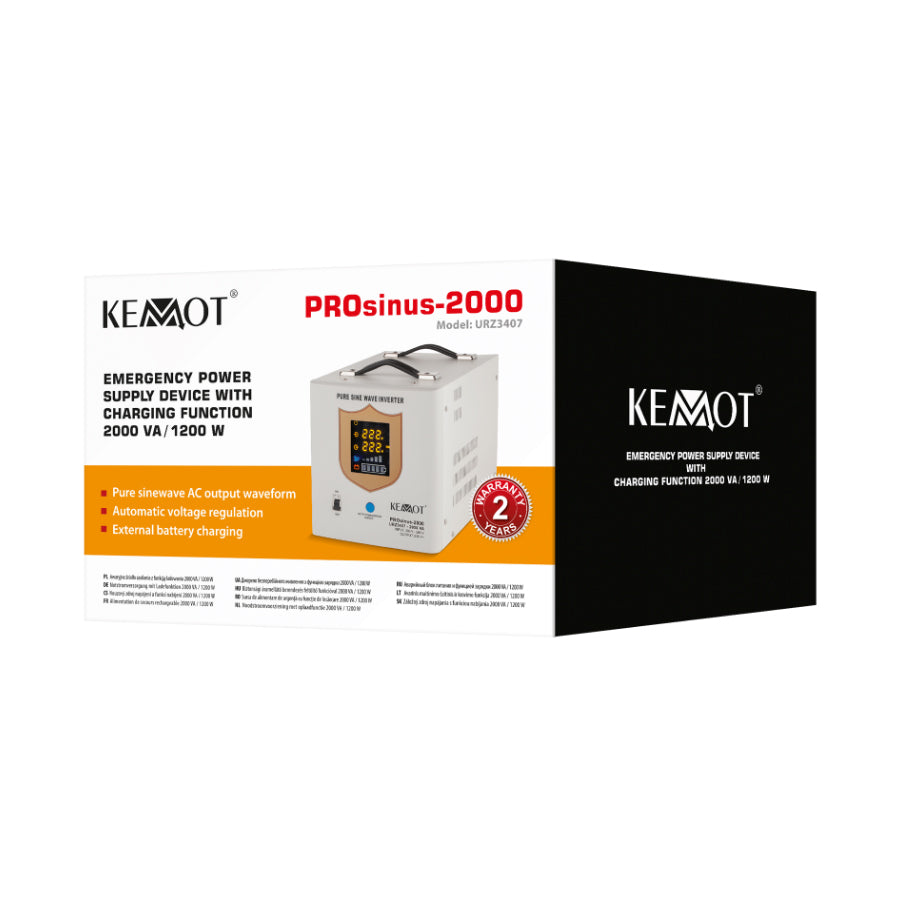 Zdroj záložní KEMOT PROsinus-2000 12V 230V 2000VA 1200W White