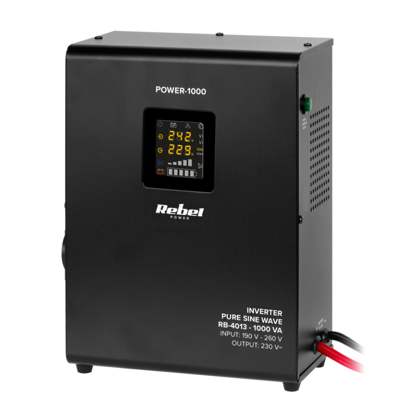 Zdroj záložní REBEL POWER-1000 12V 230V 1000VA 700W Black nástěnný