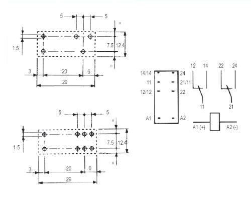 Relé 12V 8A/250VAC  2x přep.  RELEF4052-12
