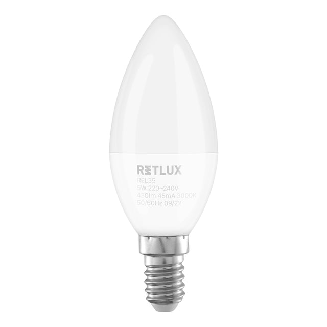 Žárovka LED E14 5W C37 bílá teplá RETLUX REL 35 4ks