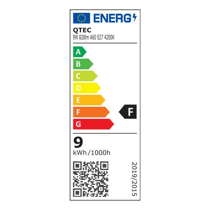 Žárovka LED E27 9W A60 bílá přírodní QTEC P1516 3ks