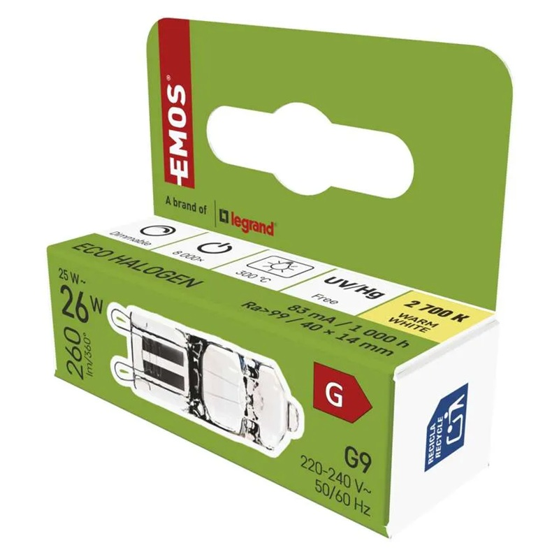 Žárovka halogenová JC G9 25W EMOS ZE0304