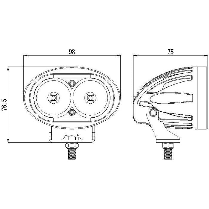 Světlo na pracovní stroje LED T756A, 10-30V/20W dálkové s čočkami