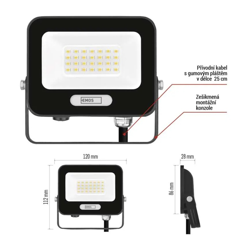 LED reflektor EMOS ZS2224B Glaro 20W
