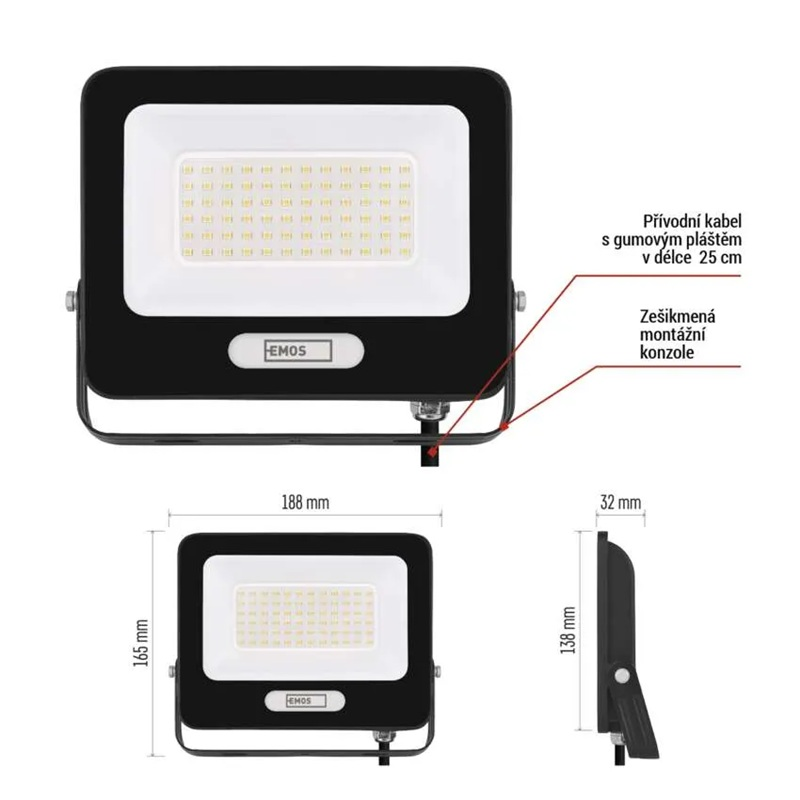 LED reflektor EMOS ZS2244B Glaro 50W