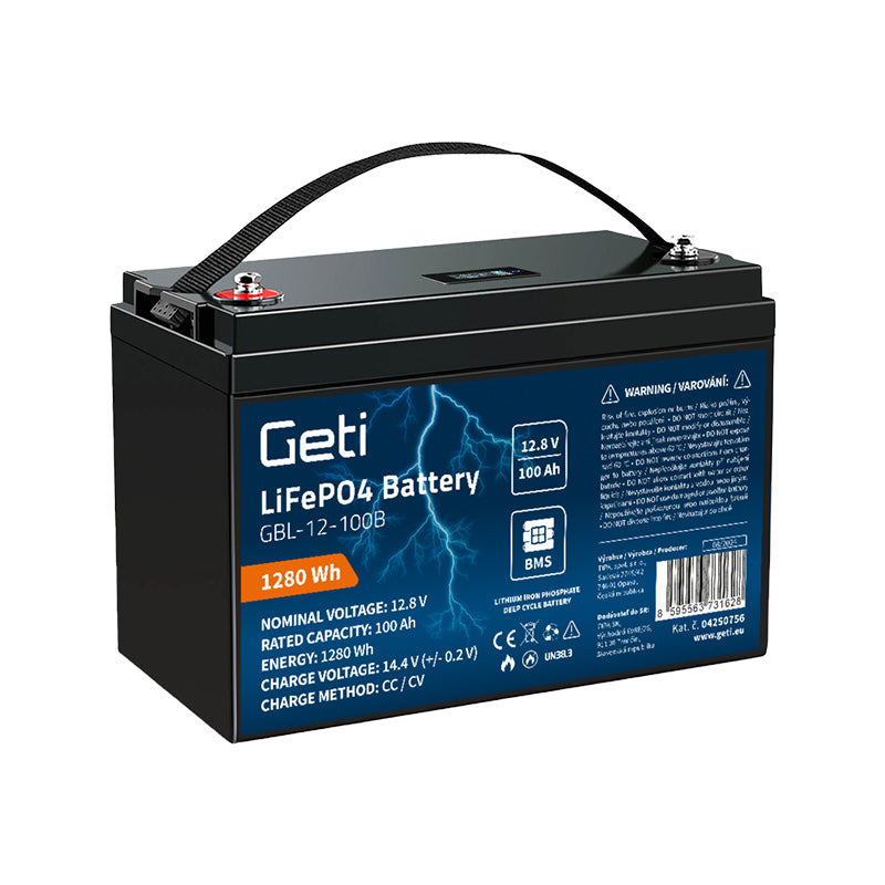 Baterie LiFePO4 12,8V 100Ah GETI GBL-12-100B Bluetooth+displej
