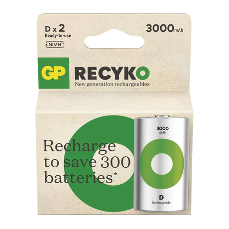 Baterie D (R20) nabíjecí 1,2V/3000mAh GP Recyko 2ks