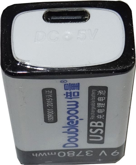 Baterie nabíjecí Li-Ion 9V 420mAh 6F22, Doublepow, napájení USB-C