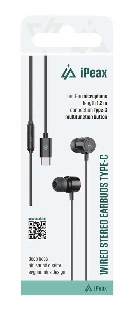 Sluchátka iPEAX 90010135 USB-C Black