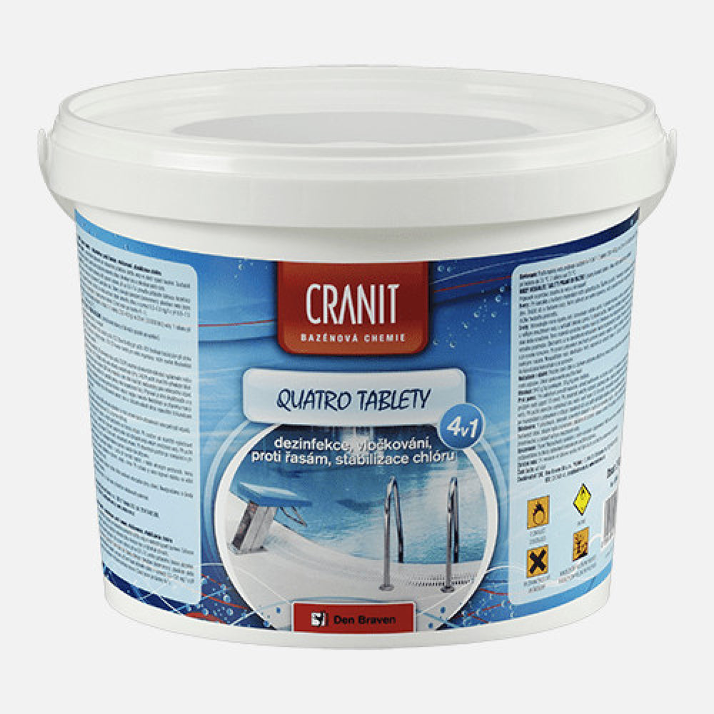 Multifunkční tablety pro chlorovou dezinfekci bazénové vody CRANIT Quatro 4v1 2,4kg