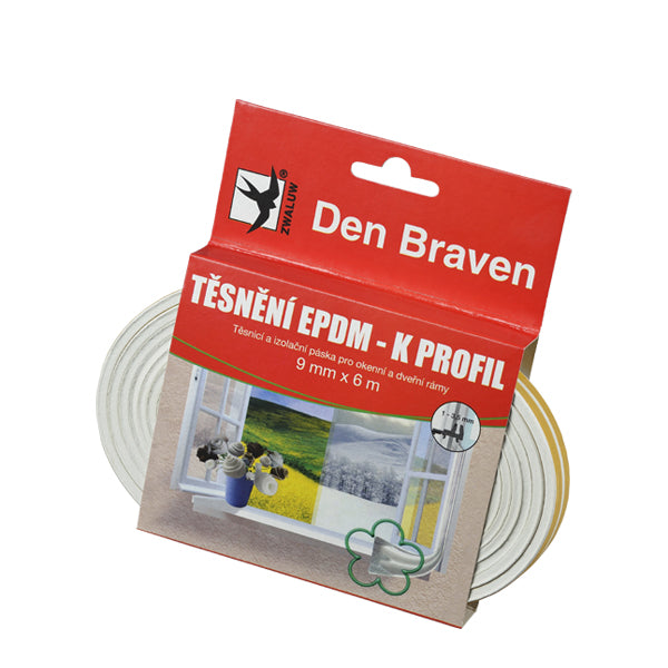 Těsnění do oken a dveří samolepící 9x6mm DEN BRAVEN bílá 6m