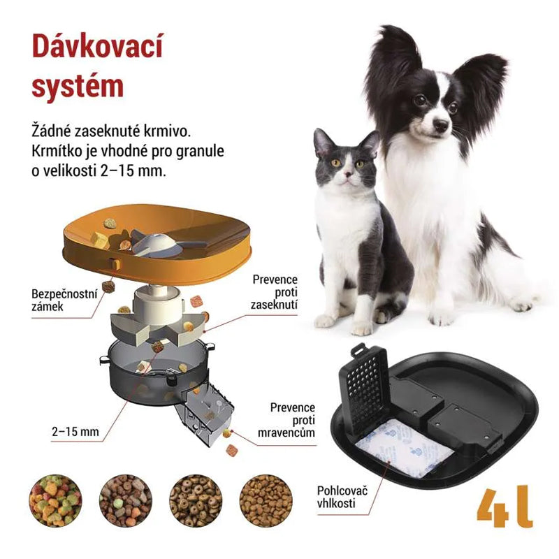 GoSmart dávkovač krmiva EMOS H6004 Pet Care s kamerou, 4 l, černý, Wi-Fi