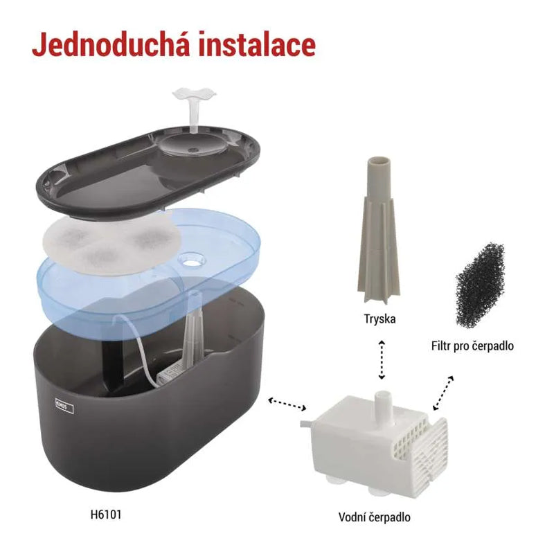 Vodní fontána EMOS Pet Care, 2,6 l, šedá