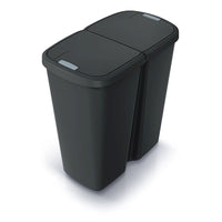 Koš odpadkový COMPACTA Q DUO recyklovaná černá s černým víkem 45l