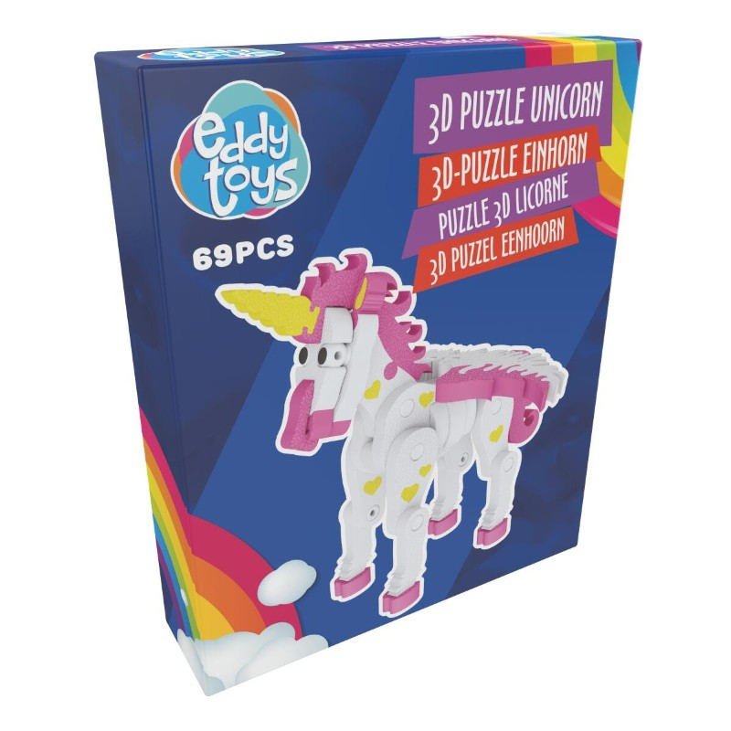 Puzzle 3D jednorožec 69 dílků