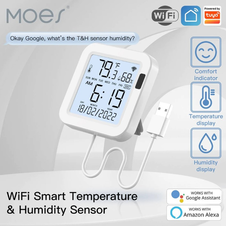 Smart senzor teploty a vlhkosti MOES WSS-FL-TH16-WH WiFi Tuya