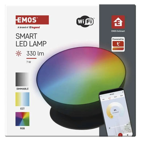 GoSmart LED ambientní lampa EMOS ZCW11BR, černá, teplá bílá–studená bílá/ RGB, WiFi
