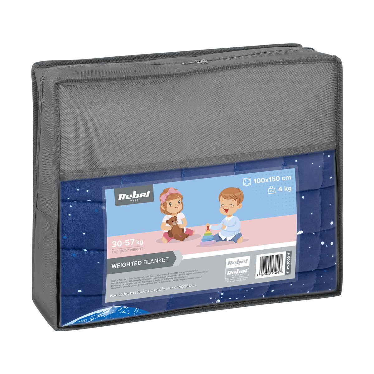 Zátěžová deka pro děti REBEL RBY-2000-4, 4 kg,100x150 cm