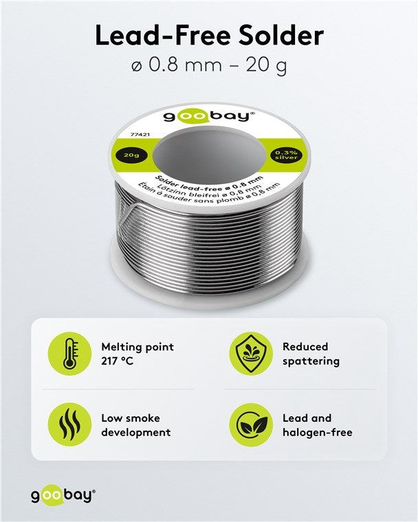 Cín 0.8mm 20g 99,3%Sn 0,7%Cu GOOBAY 77421
