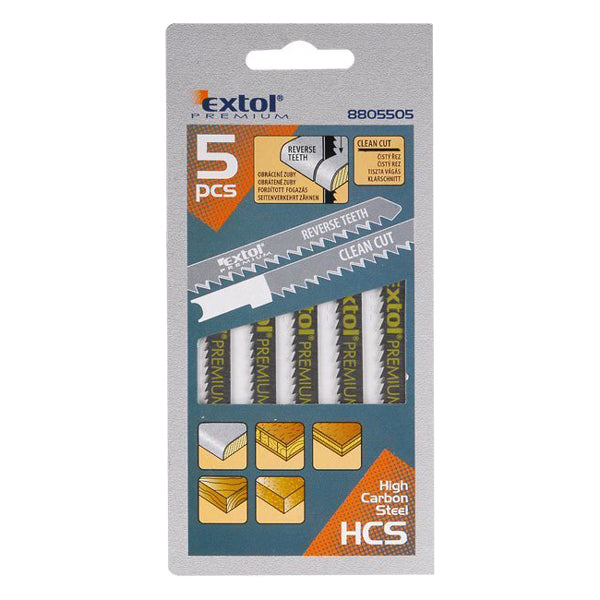 Plátky do přímočaré pily 5ks 75x2,5mm EXTOL PREMIUM 8805505