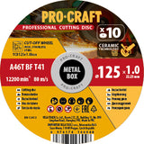 Řezný kotouč keramický PROCRAFT 125x1,0 mm sada 10 ks