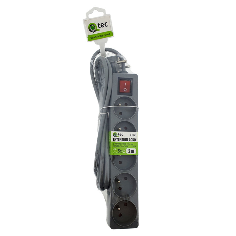 Prodlužovací kabel 5 zásuvek 2m QTEC Q-394F s vypínačem