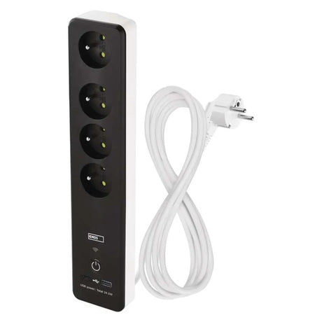 GoSmart prodlužovací přívod 4 zásuvky 2m EMOS P1412SM s vyp./ USB /bílá-černá/PVC/ WiFi