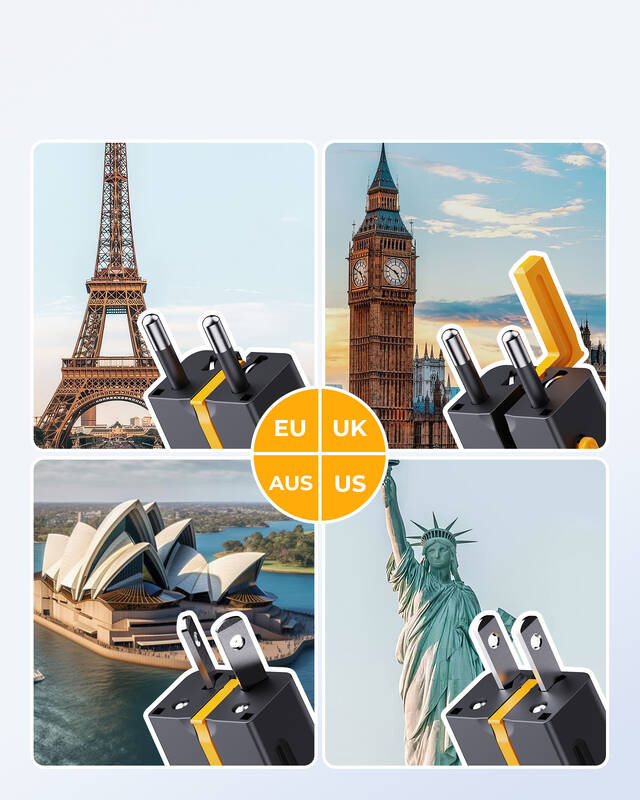 Adaptér cestovní VOLTME Vito Go EzTravel Black pro použití v EU/US/UK/AU