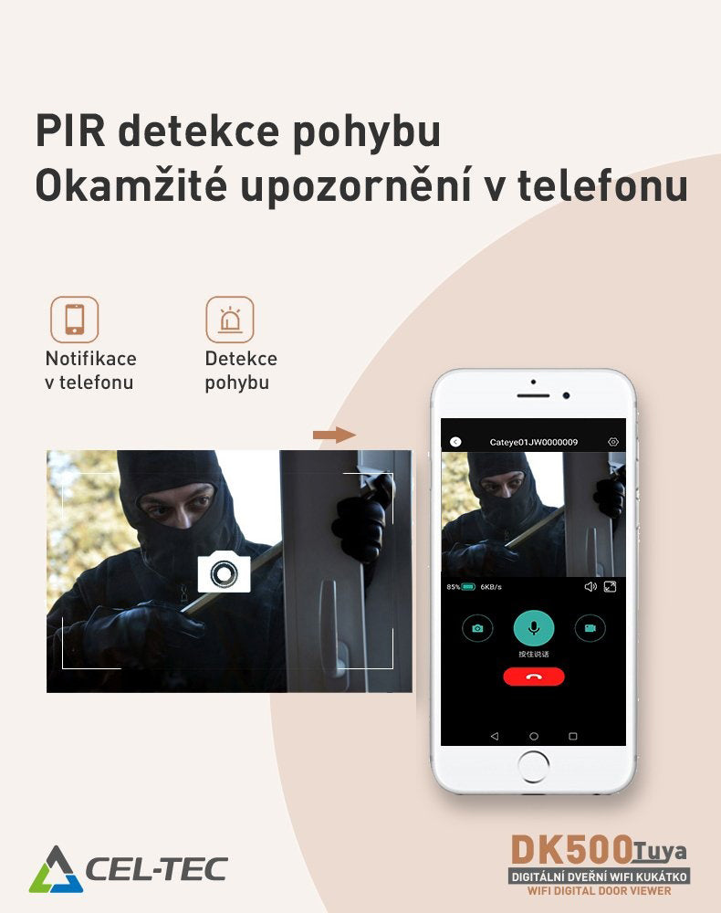 Dveřní kukátko CEL-TEC DK500 WiFi Tuya