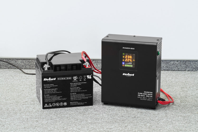 Zdroj záložní REBEL POWER-800 12V 230V 800VA 500W Black nástěnný