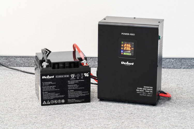 Zdroj záložní REBEL POWER-1000 12V 230V 1000VA 700W Black nástěnný