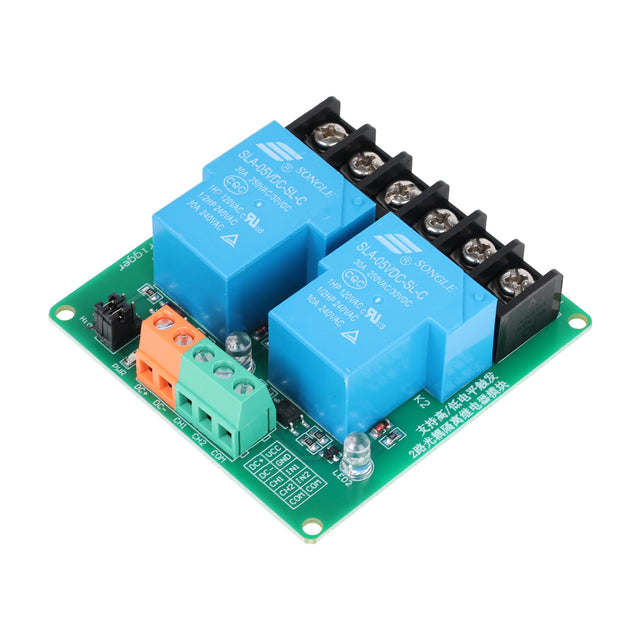 Modul dvoukanálového relé 5V 30A s optoelektronickou izolací, volitelná úroveň spínání